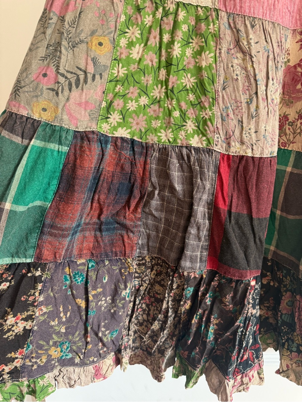 Young Threads Western Boho Patchwork Belted Skirt Vintage NWT Large - Picture 6 of 13